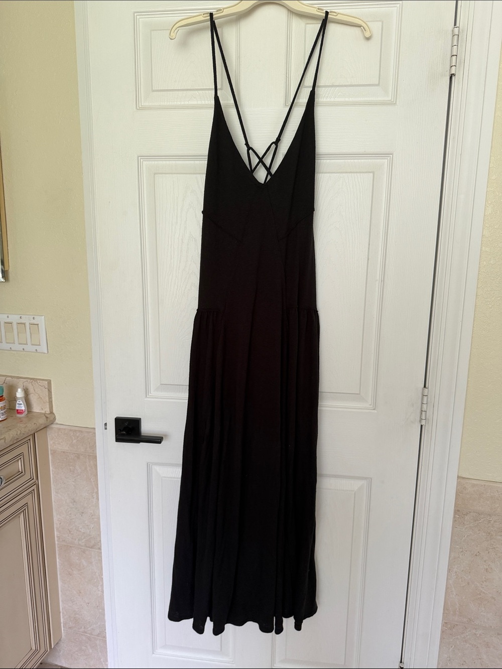 Free People Black Strappy V-Neck Maxi Dress